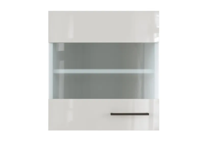 Flex-Well Exclusiv Küchenschränke<Küchen-Oberschrank Lund 50x55cm-Lichtgrau glänzend-Milchglas