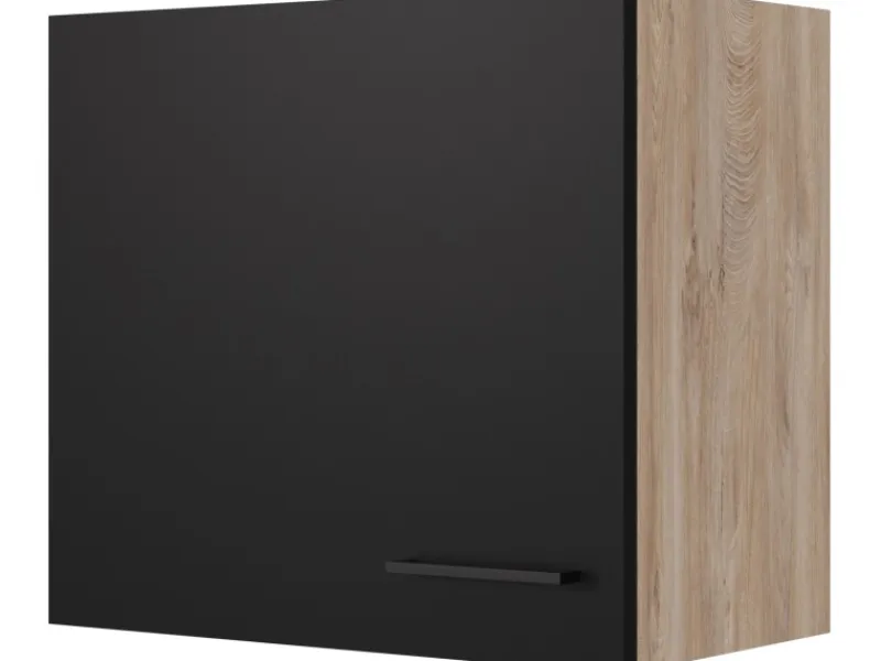 Flex-Well Exclusiv Küchen-Oberschrank Capri 60x 55cm Schwarz Matt-Endgrain Oak< Küchenschränke