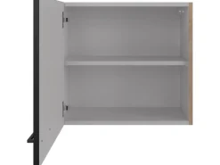 Flex-Well Exclusiv Küchen-Oberschrank Capri 60x 55cm Schwarz Matt-Endgrain Oak< Küchenschränke