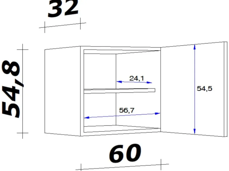Flex-Well Exclusiv Küchen-Oberschrank Capri 60x 55cm Schwarz Matt-Endgrain Oak< Küchenschränke