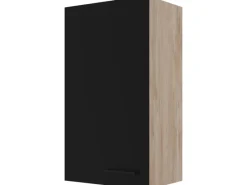 Flex-Well Exclusiv Küchen-Oberschrank Capri 50x 89cm Schwarz Matt-Endgrain Oak< Küchenschränke
