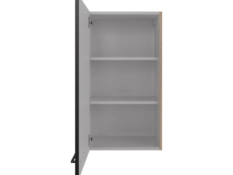 Flex-Well Exclusiv Küchen-Oberschrank Capri 50x 89cm Schwarz Matt-Endgrain Oak< Küchenschränke