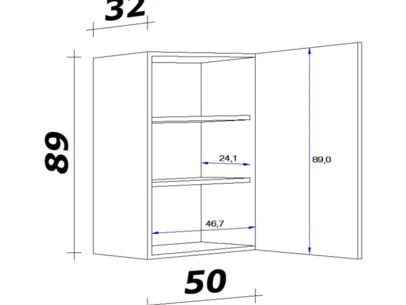 Flex-Well Exclusiv Küchen-Oberschrank Capri 50x 89cm Schwarz Matt-Endgrain Oak< Küchenschränke