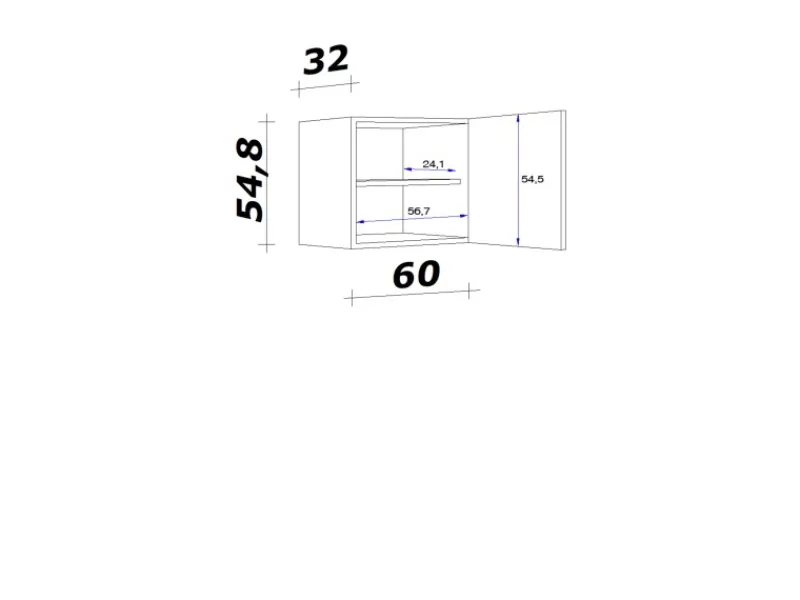 Clearance Flex-Well Exclusiv Küchen-Oberschrank Lund 60x55cm Lichtgrau glänzend-Rauchgrau