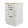Flex-Well Exclusiv Küchenschränke<Küchen-Schubkastenschrank Lund 50cm Lichtgrau glänzend