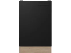 Outlet Flex-Well Exclusiv Küchen-Spülenunterschrank Capri 50cm Schwarz Matt-Endgrain O.