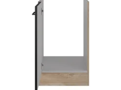 Outlet Flex-Well Exclusiv Küchen-Spülenunterschrank Capri 50cm Schwarz Matt-Endgrain O.