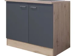 Flex-Well Exclusiv Pantryküchen|Einbauküchen<Küchen-Spülenunterschr. Morena 100cm Basaltg. matt - San Remo