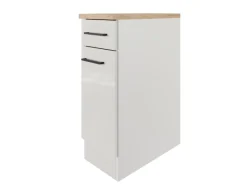 Flex-Well Exclusiv Küchen-Unterschrank Lund 30 cm Lichtgrau glänzend-Rauchgrau< Küchenschränke