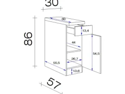 Flex-Well Exclusiv Küchenschränke<Küchen-Unterschrank Orlando 30 cm Kaschmir Glanz-Sonoma Eiche