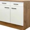 Flex-Well Exclusiv Küchenschränke<Küchen-Unterschrank Vintea 100cm Magnolie matt - Lancelot Oak