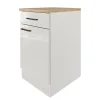 Flex-Well Exclusiv Pantryküchen|Kücheninseln<Küchen-Unterschrank Lund 50 cm Lichtgrau glänzend-Rauchgrau