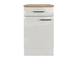 Flex-Well Exclusiv Pantryküchen|Kücheninseln<Küchen-Unterschrank Lund 50 cm Lichtgrau glänzend-Rauchgrau