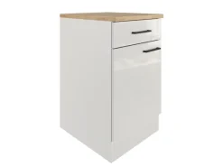 Flex-Well Exclusiv Pantryküchen|Kücheninseln<Küchen-Unterschrank Lund 50 cm Lichtgrau glänzend-Rauchgrau