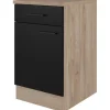 Flex-Well Exclusiv Single-Küchen|Pantryküchen<Küchen-Unterschrank Capri 50 cm Schwarz Matt-Endgrain Oak