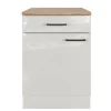 Flex-Well Exclusiv Küchen-Unterschrank Lund 60 cm Lichtgrau glänzend-Rauchgrau< Küchenschränke