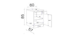 Flex-Well Exclusiv Küchen-Unterschrank Lund 60 cm Lichtgrau glänzend-Rauchgrau< Küchenschränke