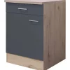 Flex-Well Exclusiv Küchen-Unterschrank Morena 60cm Basaltgrau-San Remo Eiche< Küchenschränke
