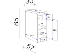 Flex-Well Exclusiv Küchen-Unterschrank Morena 30cm Basaltgrau-San Remo Eiche< Küchenschränke