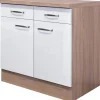 Outlet Flex-Well Exclusiv Küchen-Unterschrank Valero 80 cm Hochglanz Weiß-Sonoma Eiche