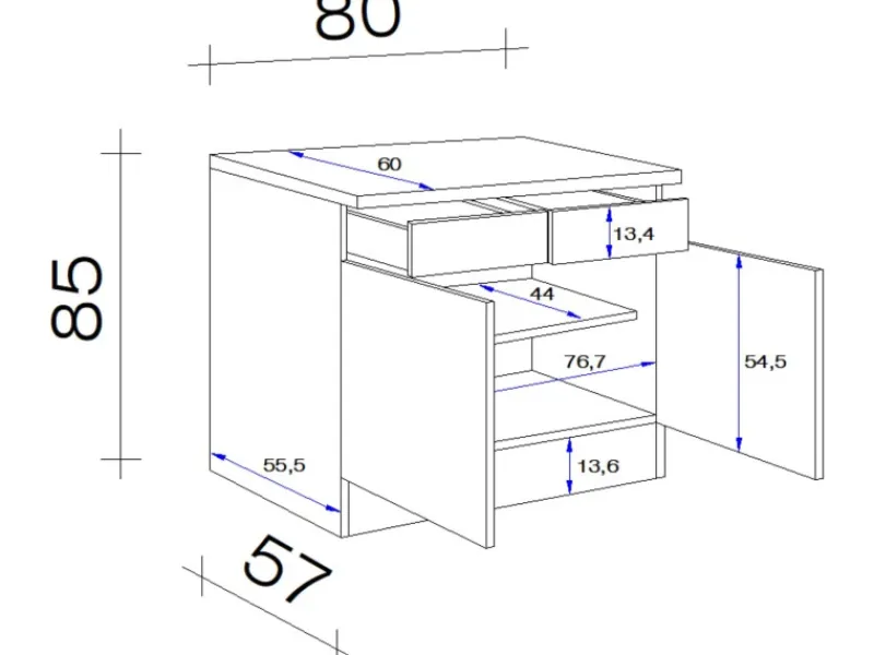 Flex-Well Exclusiv Küchenschränke<Küchen-Unterschrank Morena 80cm Basaltgrau-San Remo Eiche