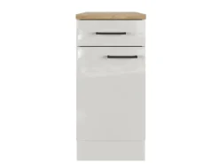 Flex-Well Exclusiv Einbauküchen|Küchenschränke<Küchen-Unterschrank Lund 40 cm Lichtgrau glänzend-Rauchgrau