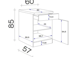 Flex-Well Exclusiv Pantryküchen|Einbauküchen<Küchen-Unterschrank Cara 60cm Schilfgrün matt - Artisan Eiche