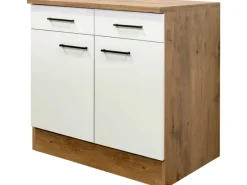 Flex-Well Exclusiv Küchen-Unterschrank Vintea 80 cm Magnolie matt - Lancelot Oak< Küchenschränke