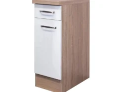 Sale Flex-Well Exclusiv Küchen-Unterschrank Valero 30 cm Hochglanz Weiß-Sonoma Eiche