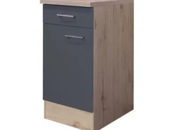 Best Flex-Well Exclusiv Küchen-Unterschrank Morena 40cm Basaltgrau-San Remo Eiche