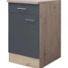 Flex-Well Exclusiv Einbauküchen|Küchenschränke<Küchen-Unterschrank Morena 50cm Basaltgrau-San Remo Eiche