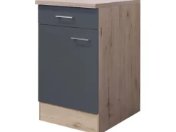 Flex-Well Exclusiv Einbauküchen|Küchenschränke<Küchen-Unterschrank Morena 50cm Basaltgrau-San Remo Eiche