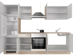 Flex-Well Exclusiv Küchenzeile Orlando 270 cm Kaschmir Glanz - Sonoma Eiche< Einbauküchen|Kühlschränke