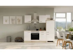 Online Flex-Well Exclusiv Küchenzeile Valero 220 cm Hochglanz Weiß - Sonoma Eiche