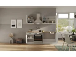 Flex-Well Exclusiv Küchenzeile 1601-036 Lund 210cm Lichtgrau glänzend -Rauchgrau< Einbauküchen|Winkelküchen