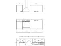 Flex-Well Exclusiv Küchenzeile 1601-036 Lund 210cm Lichtgrau glänzend -Rauchgrau< Einbauküchen|Winkelküchen