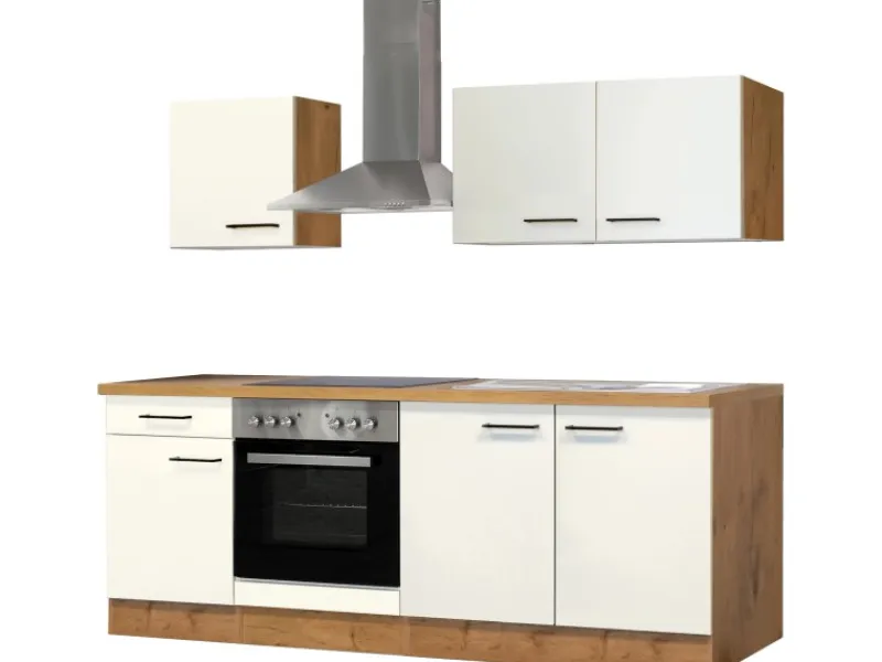 Flex-Well Exclusiv Single-Küchen|Kochfelder<Küchenzeile Vintea 210 cm Magnolia - Lancelot Oak