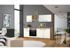 Flex-Well Exclusiv Single-Küchen|Kochfelder<Küchenzeile Vintea 210 cm Magnolia - Lancelot Oak