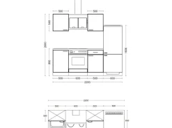 Flex-Well Exclusiv Küchenzeile Morena 220 cm Basaltgrau matt - San Remo Eiche< Herde|Kühlschränke