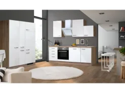 Flex-Well Exclusiv Kühlschränke|Einbauküchen<Küchenzeile Valero 360 cm Hochglanz Weiß