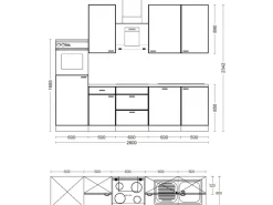 Sale Flex-Well Exclusiv Küchenzeile Valero 280 cm Hochglanz Weiß - Sonoma Eiche