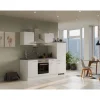 Flex-Well Exclusiv Einbauküchen|Kühlschränke<Küchenzeile Joelina 220 cm Weiß matt - Beton Grau