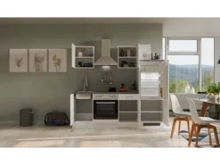 Flex-Well Exclusiv Einbauküchen|Kühlschränke<Küchenzeile Joelina 220 cm Weiß matt - Beton Grau