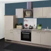 Flex-Well Exclusiv Küchenzeile Orlando 270 cm Kaschmir Glanz-Sonoma Eiche< Kochfelder|Kühlschränke