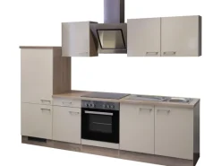 Flex-Well Exclusiv Küchenzeile Orlando 270 cm Kaschmir Glanz-Sonoma Eiche< Kochfelder|Kühlschränke