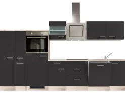 Flex-Well Exclusiv Kühlschränke|Kochfelder<Küchenzeile Lara 360 cm Anthrazit - San Remo Eiche
