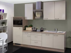 Clearance Flex-Well Exclusiv Küchenzeile Orlando 280 cm Kaschmir Glanz-Sonoma Eiche NB