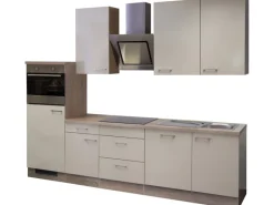 Clearance Flex-Well Exclusiv Küchenzeile Orlando 280 cm Kaschmir Glanz-Sonoma Eiche NB