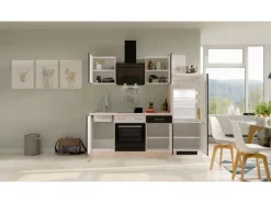 Flex-Well Exclusiv Küchenzeile Lara 220 cm Anthrazit - San Remo Eiche< Single-Küchen|Herde