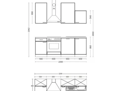 Best Flex-Well Exclusiv Küchenzeile Orlando 220 cm Kaschmir Glanz - Sonoma Eiche